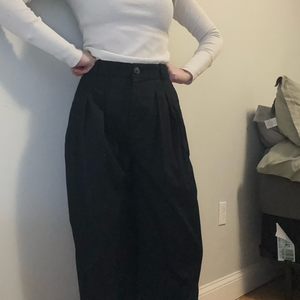 Abercrombie & Fitch Black Tailored Linen Pants